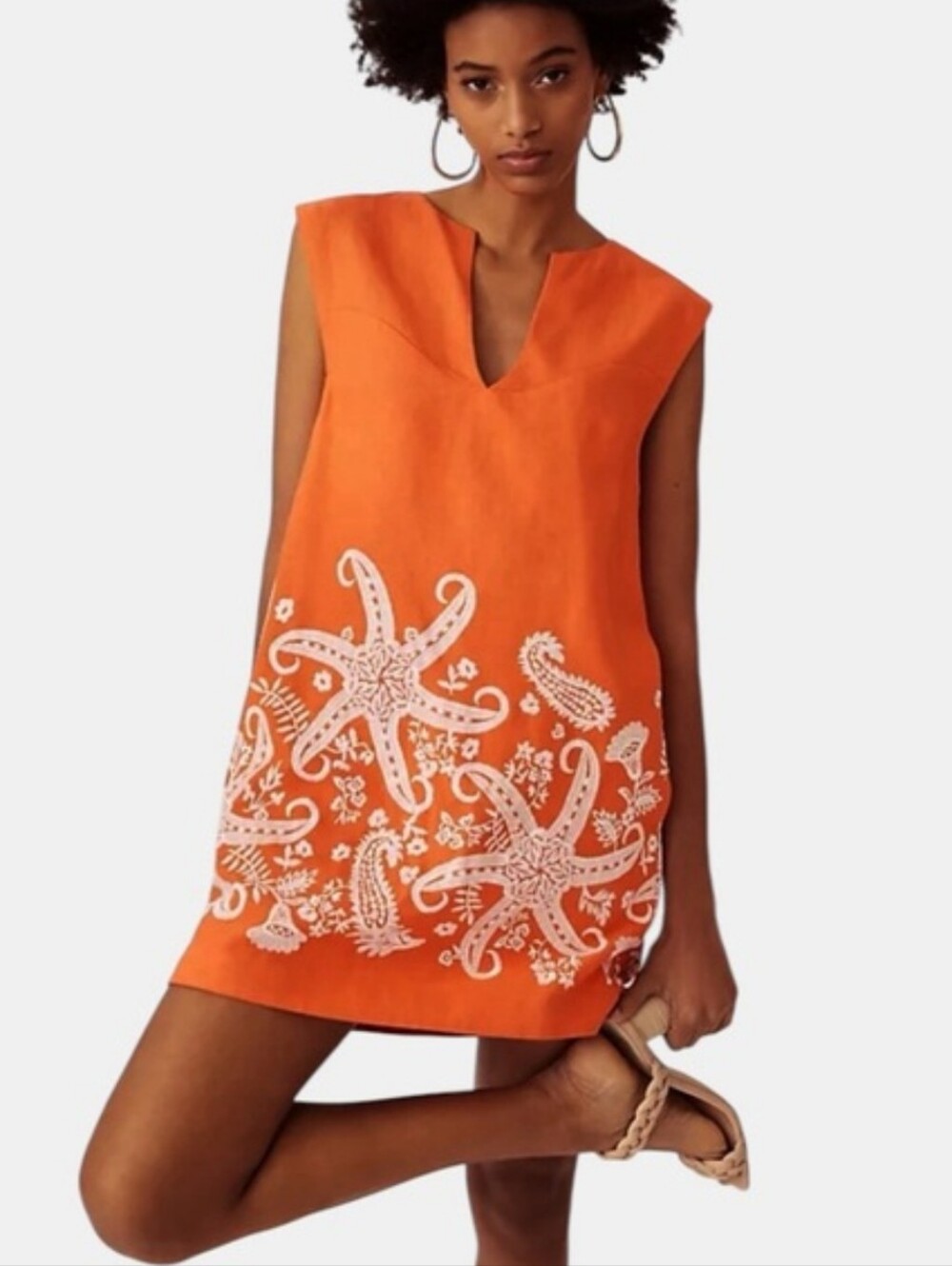 Anthropologie Starfish Embroidered Tunic Dress 8